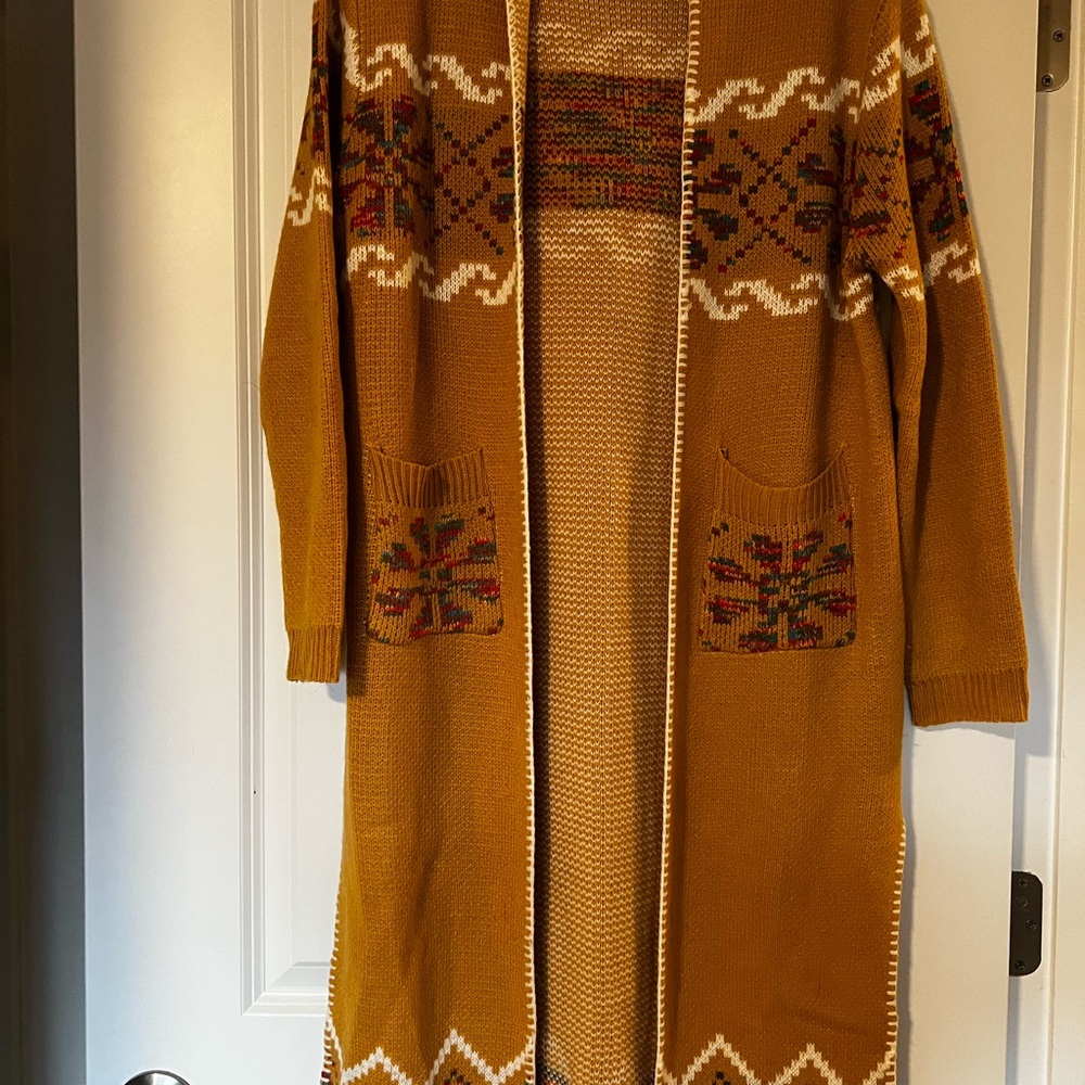 Mustard Yellow Patterned Cardigan